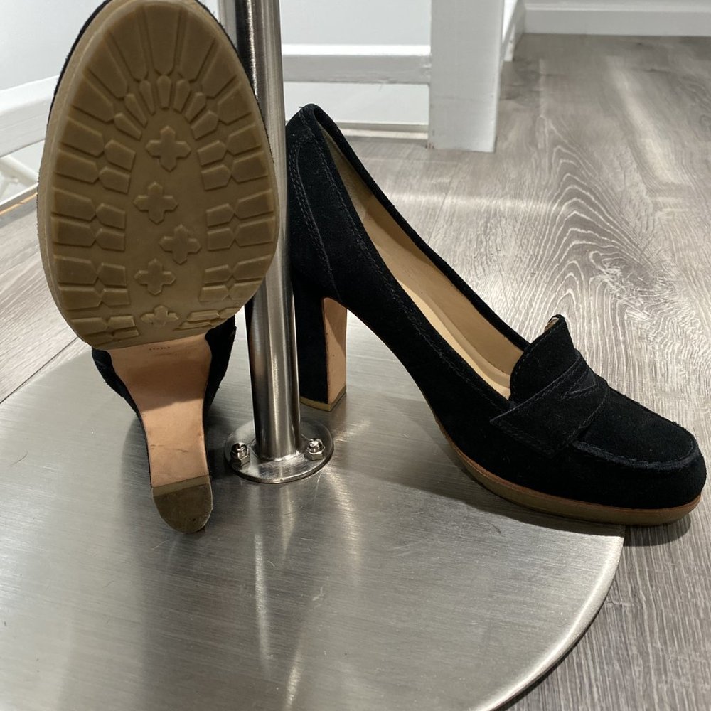 Talbots Corrine black suede penny loafer pumps - Picture 6 of 7